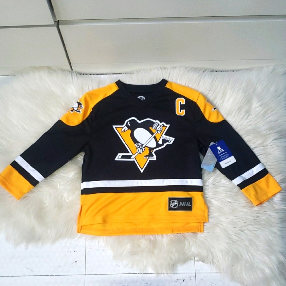 NHL Sidney Crosby 87 Penguins NEW Captain  Hockey Kids Jersey NWT Size S/M - 4/5